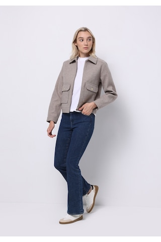 Colins Regular Fit Shirt Neck Fermuarlı Astarsız Kadın Bej Ceket Cl1075714 Q1.v1 Beı Bej