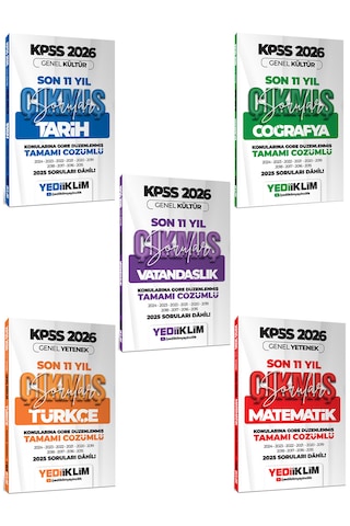 Yediiklim 2026 Kpss Gy-gk Lisans Konularına Göre Tamamı Çözümlü Son 11 Yıl Çıkmış Sorular Seti 5 Kitap