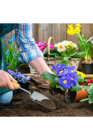 Symbee 4'lü Dayanıklı Bahçe Aleti Seti: Kova, Tırpan, Çalıştırıcı - Kauçuk Saplı, Kaymazsız, Anti-rus, El Yorgunluğunu Azaltır