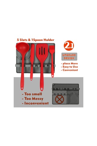 Sones 2'si 1 Arada Mutfak Silikon Kaşıklık Rafı Orta