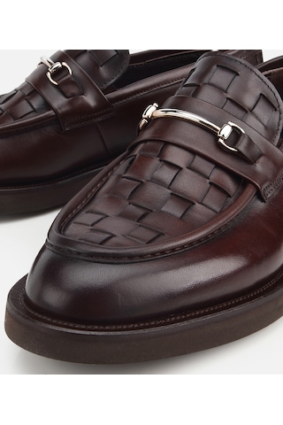 Hotiç Erkek Deri Kahverengi Örme Metal Detaylı Klasik Loafer 02ayh319750a480 02ayh319750a480