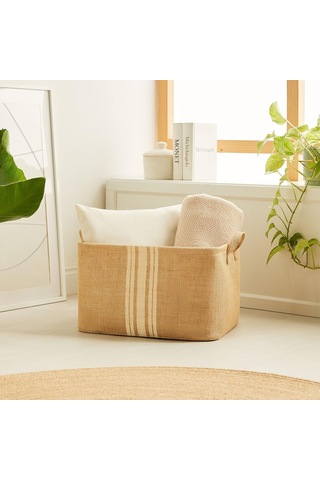 Ocean Home Textile Çizgili Jüt Sepet 42 X 31 X 25 Cm Genel