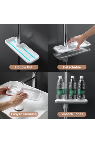 Ruicoo 360 Dönebilir Duş Rafı - Ayarlanabilir Yükseklikli Banyo Organizatörü Gri