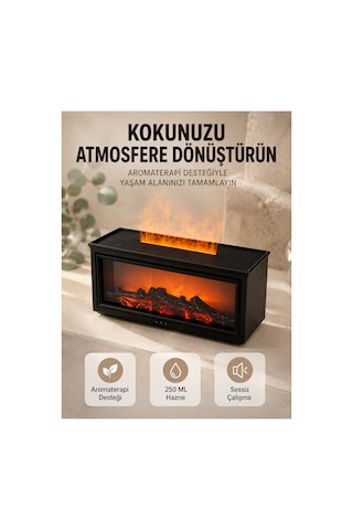 Astraltech Aroma Difüzörü Simüle Alev Efektli Sessiz Hava Nemlendirici 250 Ml