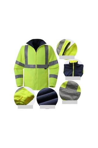 Reflektörlü Oxford Çift Renk 300d Oxford 5+1 Parka Sarı Sarı