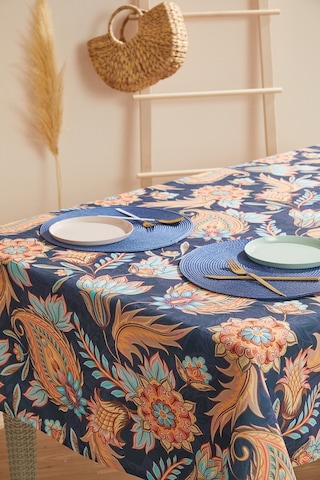 Lacivert Şal Desen Leke Tutmaz Masa Örtüsü