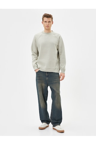 Koton Bisiklet Yaka Sweatshirt Dikiş Detaylı Rahat Kesim Gri 4wam70440mk Gri