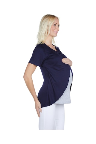 Luvmabelly 3503 Lacivert Pamuklu Viskon Lohusa Emzirme Bluz