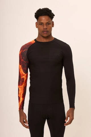 Hnc Sport Ateş Erkek Uzun Kol Tek Kol Dijital Baskılı Compression Fitness Gym Spor Body Tshirt Siyah