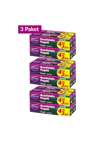 Buzdolabı Poşeti Orta Boy 4 Al 3 Öde 4 20 24 X 38 Cm Üçlü Set