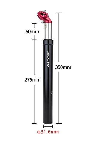 Zoom Bisiklet Süspansiyonlu Koltuk Direği Bisiklet Sele Direğinin Değiştirilmesi Alüminyum Ayarlanabilir Koltuk Borusu - Kırmızı/31.6x350mm