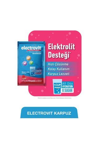 Electrovit Karpuz Sodyum, Potasyum, Magnezyum İçeren Elektrolit Tozu 2x 8 Saşe