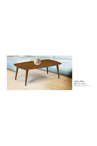 Orta Sehpa Osm Oval Model Kayın Torna Retro Ayak Parlak Ceviz Tab (410195278)