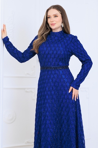 Raika Moda Lina Büyük Beden Tesettür Abiye İndigo