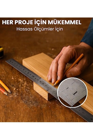 Çelik Cetvel 100cm Gri
