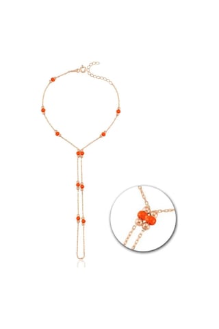 Turuncu Boncuk Detay Rose Renk Gümüş Şahmeran Rose Gold