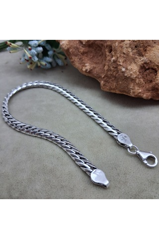 Gümüş Bileklik 925 Ayar Kalın Sıkı Gurmet Bileklik