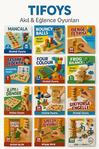 Renkli Jenga Denge Oyunu 54 Parça Ahşap Blok