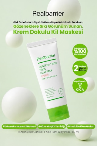 Fazla Sebum Ve Siyah Nokta Karşıtı Krem Dokulu Kil Maskesi Realbarrıer Control-t Acid Pore Clay Pack