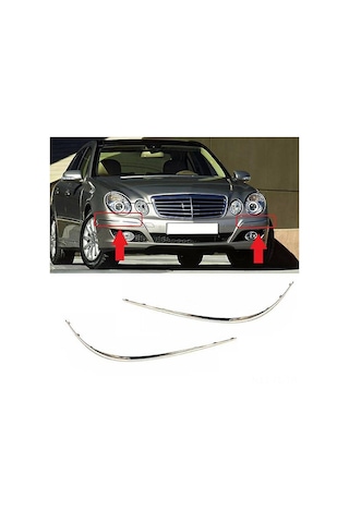 Lemestar Mercedes W211 E320/e350/e550/e63 Amg 2007-2009 İçin Ön Tampon Dekoratif Çubuk Çifti - Gümüş, Plastik, Yeni Parça No: 2118852321/2421