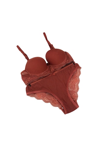 Umt Underwear Umt Kadın Dolgulu B Cup Balenli Telli Sütyen Takımı Kiremit
