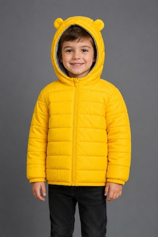 Mnk Baby & Kids Erkek Çocuk Kapüşonlu İçi Polarlı Fermuarlı Şişme Mont M00858 Sari