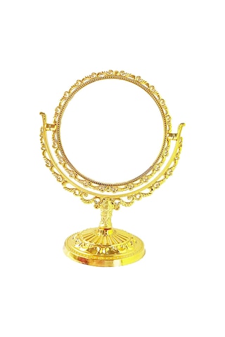 Suntek Vintage Yuvarlak Masaüstü Makyaj Aynası Altın