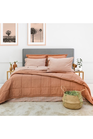 Schafer Home Loria Yatak Örtüsü Nevresim Seti 7 Parça-turuncu Turuncu