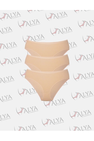 Alya Underwear Kadın Pamuklu Bato Kesim Külot - 3 Adet Beyaz - 3'lü Paket Ten