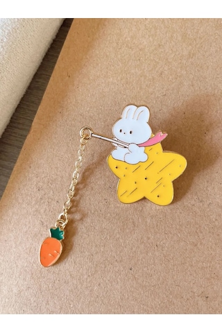 Proshik Emaye Tavşan Broş Rozet 302425265 Beyaz