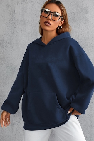 Just Baskılı Bisiklet Yaka Sweatshirt Lacivert
