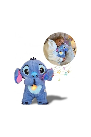 Stich Uyku Arkadaşı Peluş 25 Cm Işıklı Ve Sesli Sevimli Peluş Oyuncak Mavi