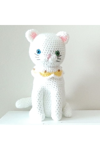 Amigurumi Örgü Oyuncak Kedi Beyaz Van Kedisi Beyaz