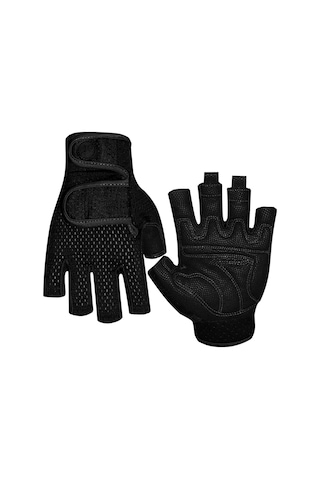 Yaleker Siyah Xl 3/4 Parmaklı Sürekli Tutturucu Spandex+sbr Fitness Eldiveni - Bisiklet, Balıkçılık, Tırmanma, Antrenman İçin Nefes Alıcı Ağ Ve Şok Emici Dolgu