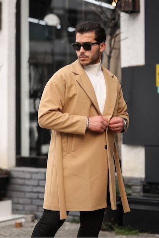 Mero Life Erkek Vizyon Kemerli Oversize Rahat Kesim Kaşe Kaban Vizon