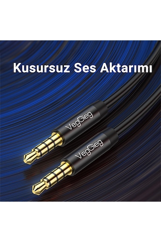 VegGieg 3.5mm Jack TRRS Hi-Fi AUX Mikrofon ve Ses Kablosu 3 Metre