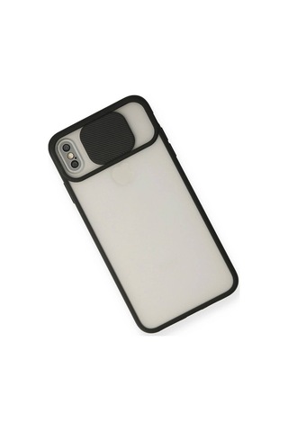 Apple iPhone Uyumlu Xs Max Kılıf Palm Buzlu Kamera Sürgülü Silikon - Siyah Evimdeyokyok