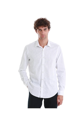 Hatemoğlu Beyaz Comfort Fit Baskılı Slim Yaka Uzun Kollu Spor Gömlek 24d190000007 406 Beyaz