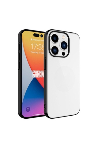 Apple Uyumlu iPhone 15 Pro Kılıf Sert Pc Renkli Çerçeveli Zore Riksos Kapak Siyah