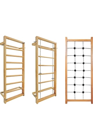 İsveç Tırmanma Duvarı - Jimnastik Egzersiz Merdiveni 3 'lü Set 80 x 190 CM Ahşap