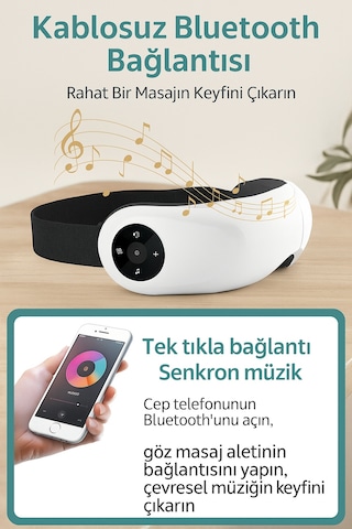 Akıllı Göz Masaj Aleti Hava Basınçlı, Isıtmalı, Titreşimli Ve Müzikli 5 Farklı Masaj Modu