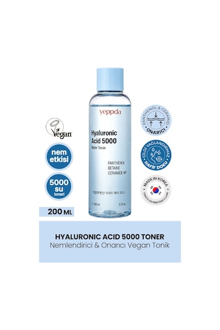 Yeppda Nemlendirici Hyalüronik Asit İçeren Vegan Tonik Yeppda Hyaluronic Acid 5000 Water Toner 200ml