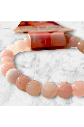 Pembe Kuvars Hakiki Doğaltaş Kartlı Ve Kutulu Bileklik Aşk Ve Özgüven Taşı Pembe