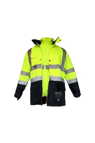 Junıor Jn1003 Fosforlu Oxford 5+1 İçi Çıkmalı Parka Sarı M Beden Lacivert-Sarı