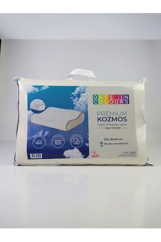 Premıum Kozmos Visco Yastık Ergonomik Boyun Destekli, Konforlu Ve Nefes Alabilir Beyaz