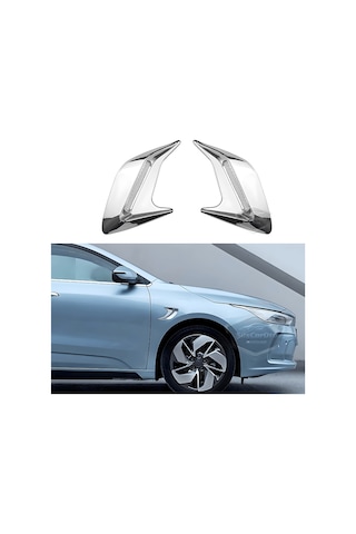 Üniversal Krom Kaput Çamurluk Venti Izgarası Sağ Sol 2 Adet Mini Scoop Vent Spor Görünümlü 1.sınıf İthal 2 Adet Silver Gümüş 00 Şüscaroto Aksesuar