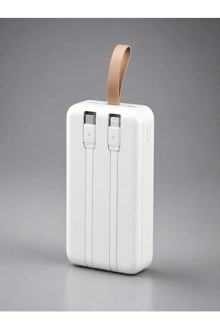 Eima 50.000 Mah Powerbank Dahili Kablolu 22.5w Hızlı Şarj Taşınabilir Şarj Cihazı Type-c Lightning U Beyaz