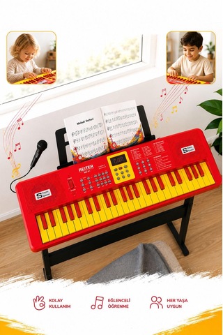Reiter Md61sk Org Tabure Stand Mikrofon Dahil 61tuş Sarı Kırmızı