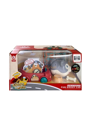 Sesli Sevimli Köpek Ve Arabası - Gri