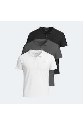 Slazenger SLOAN 3 lü Set Erkek  Beyaz - Siyah - Koyu Gri Tişört